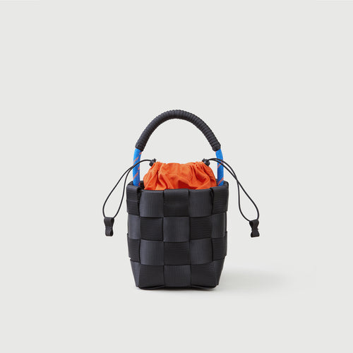 A221 DRAWSTRING SQUARE BASKET - SMALL - curium orange / rope handle