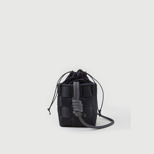 A220 DRAWSTRING SQUARE BASKET S - lead black / rope strap