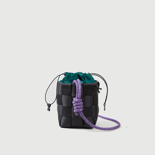 A220 DRAWSTRING SQUARE BASKET SMALL - chromium green / rope strap
