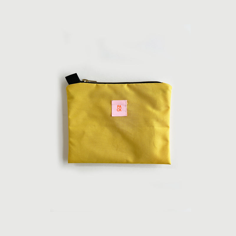 M606//GOLD ZIP.POUCH - yellow